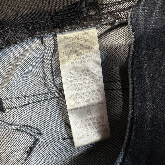 Democracy Jeans 8 Skinny Ab Solution Blue Stretch Denim Distressed Tummy Control - Picture 9 of 12